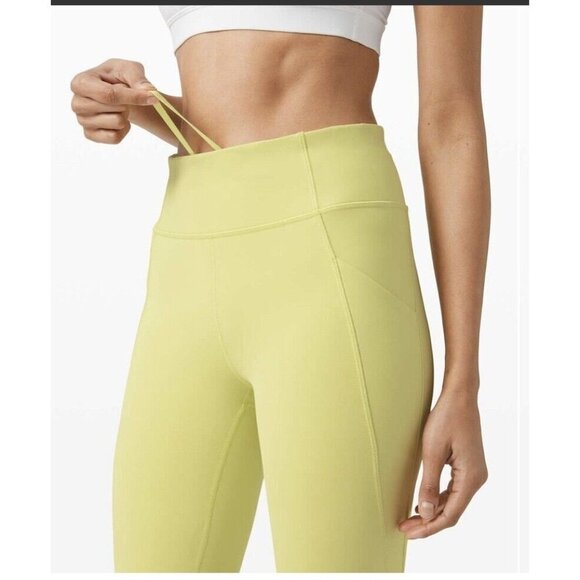 Lululemon Time To Sweat Crop 23" Leggings In Lemon Vibe Size 4 - Picture 3 of 7